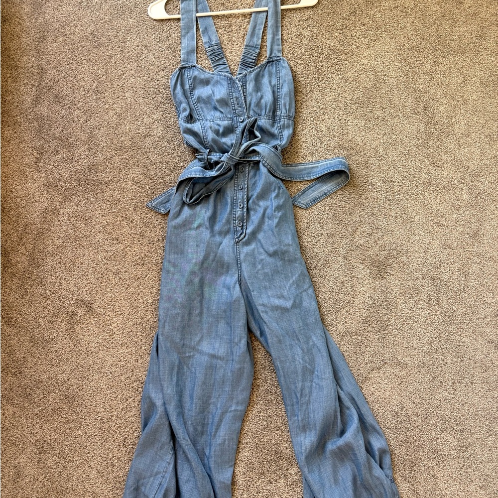 Anthropologie Denim Jumpsuit with Tie Waist